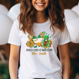 Camiseta ✌️ Paz, Amor, Día de San Patricio! Tee personaliza