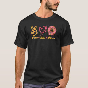 Camiseta Paz Amor Donuts Sprinkle I Love Snacks Doughnut