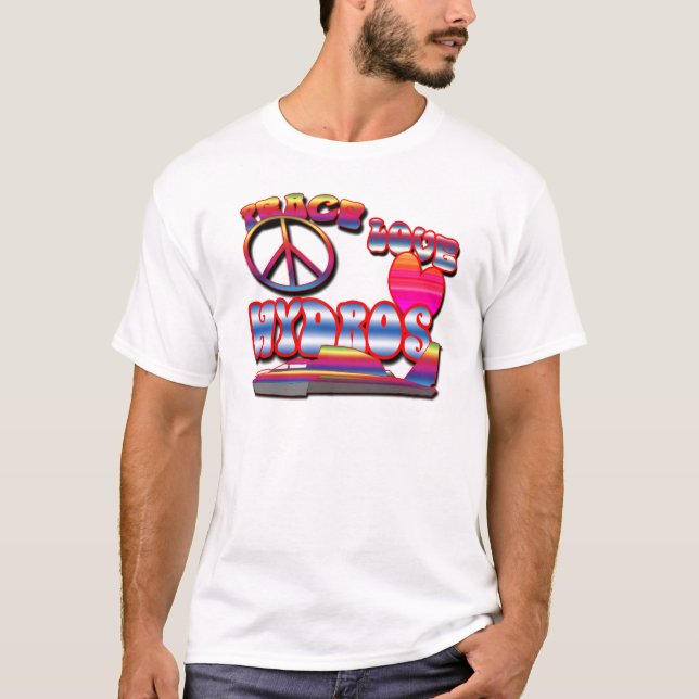 Camiseta Paz, amor, energías hidraúlicas (Anverso)