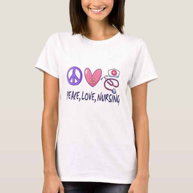 Camiseta Paz Amor Enfermería (Anverso)