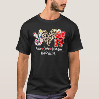 Camiseta Paz Amor Enfermería Vida de Enfermera Semana de la