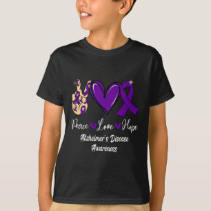 Camiseta Paz Amor Esperanza Cinta Púrpura Alzheimer Enferme