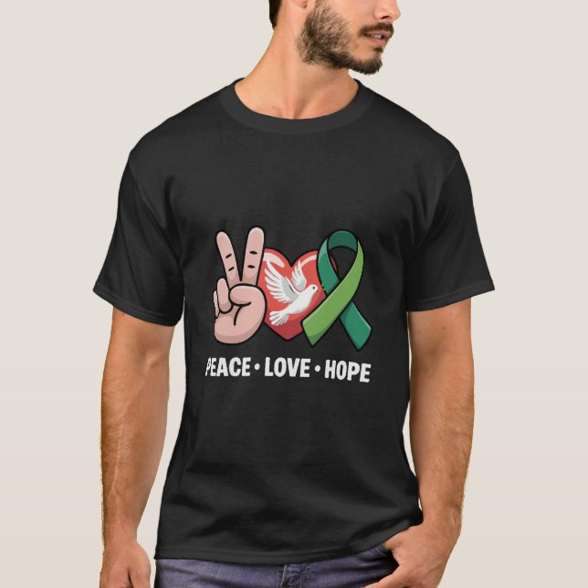 Camiseta Paz Amor Esperanza - Cinta Verde de Concientizació (Anverso)