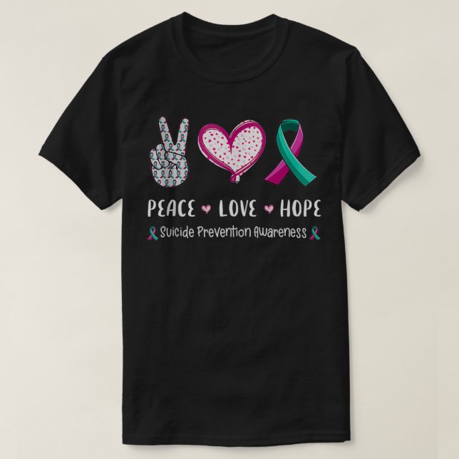 Camiseta Paz Amor esperanza conciencia de la prevención del (Diseño del anverso)