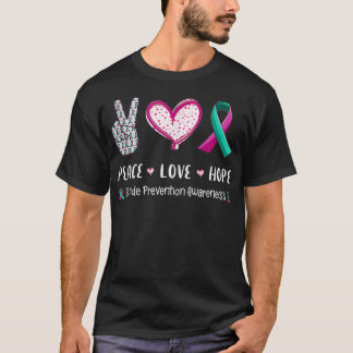 Camiseta Paz Amor esperanza conciencia de la prevención del