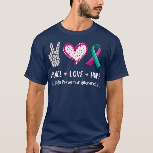 Camiseta Paz Amor esperanza conciencia de prevención del su (Anverso)