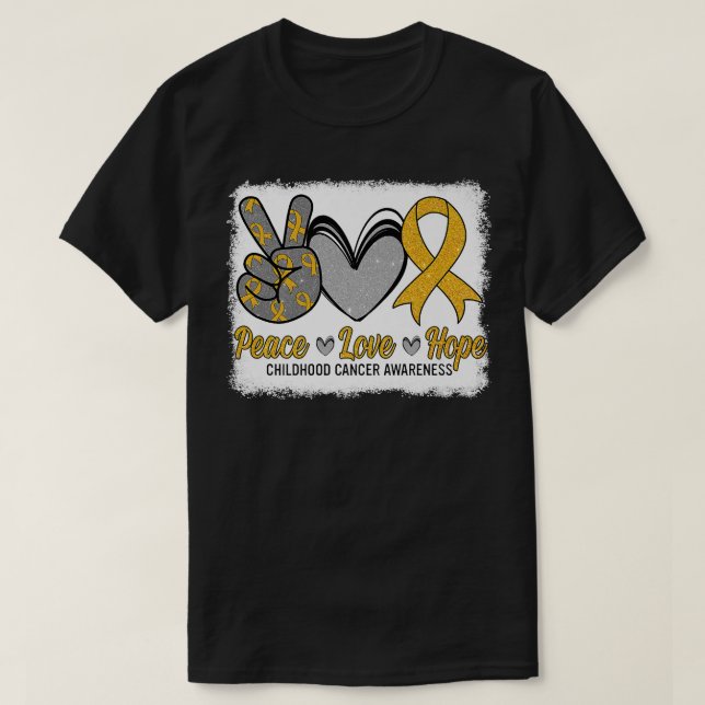 Camiseta Paz Amor Esperanza Concienciación sobre el Cáncer  (Diseño del anverso)