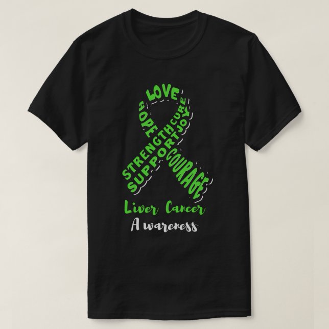 Camiseta Paz Amor Esperanza Cure Conciencia sobre el cáncer (Diseño del anverso)