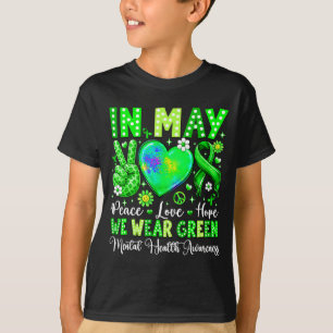 Camiseta Paz amor esperanza en mayo viste verde salud menta