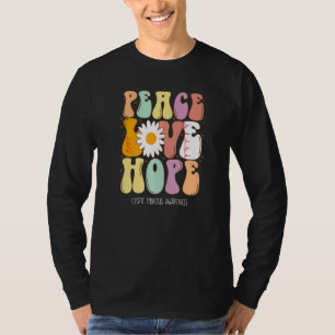 Camiseta Paz Amor Esperanza Fibrosis Quística Conciencia