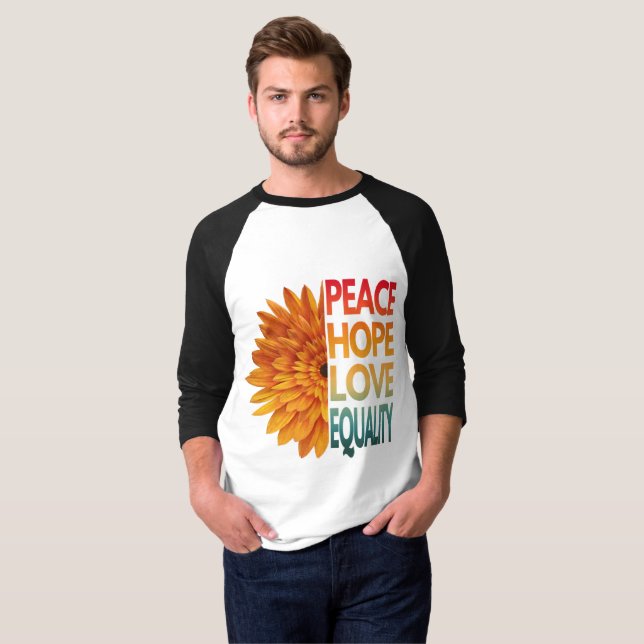 Camiseta PAZ AMOR ESPERANZA IGUALDAD (Anverso completo)