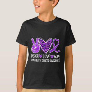 Camiseta Paz Amor Esperanza Leopardo Púrpura Cáncer Pancreá