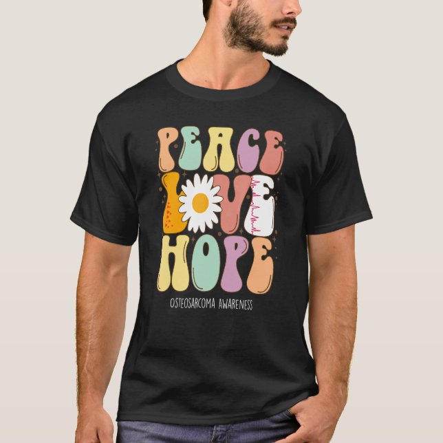 Camiseta Paz Amor Esperanza Osteosarcoma Conciencia (Anverso)