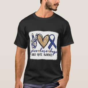 Camiseta Paz Amor Esperanza PinWheel Azul Abuso Infantil Pr