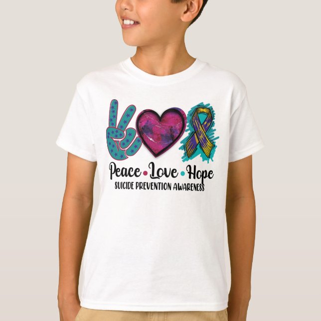 Camiseta Paz Amor Esperanza Prevención Suicida Conciencia (Anverso)