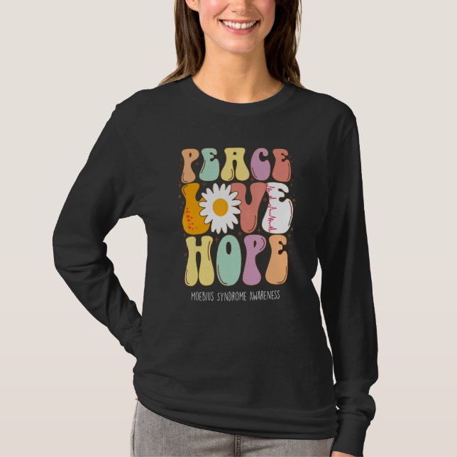 Camiseta Paz Amor Esperanza Síndrome de Moebius Conciencia (Anverso)