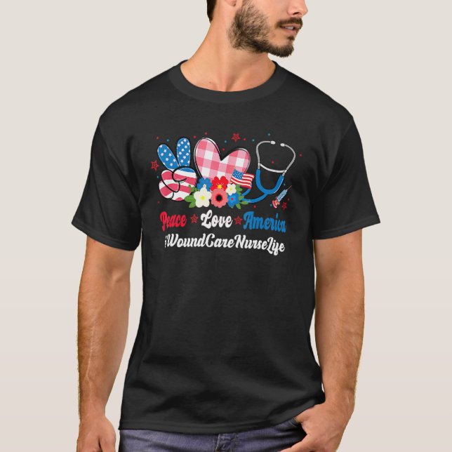 Camiseta Paz Amor Estados Unidos Cuidados De Heridas Enferm (Anverso)