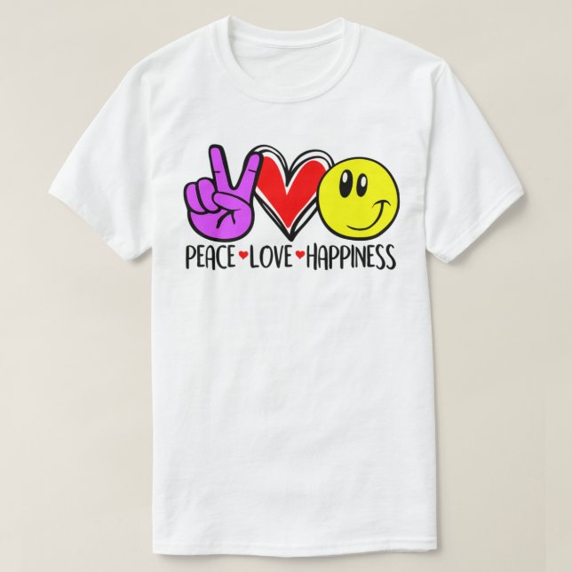 Camiseta Paz Amor Felicidad Positividad (Diseño del anverso)