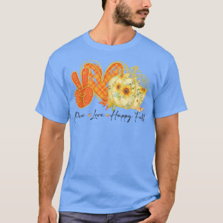 Camiseta Paz Amor Feliz Caída Calabaza Vintage Girasol Au