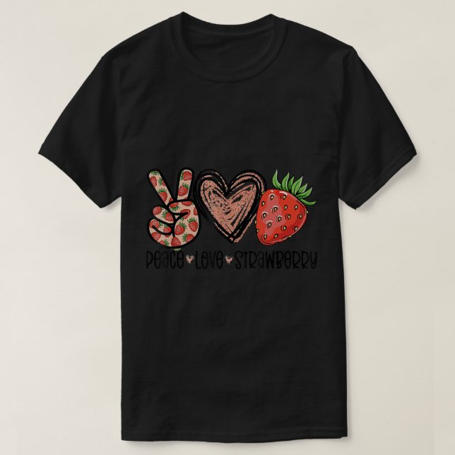 Camiseta Paz Amor Fresas Agricultoras Fresas Largas De Paz  (Diseño del anverso)