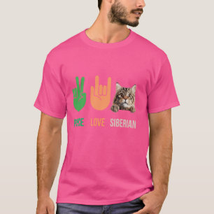 Camiseta Paz Amor Gato Siberiano Divertido Mis Gatos Son Mi