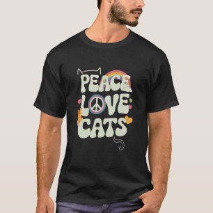 Camiseta Paz Amor Gatos Retro Divertido Groovy Amante de lo