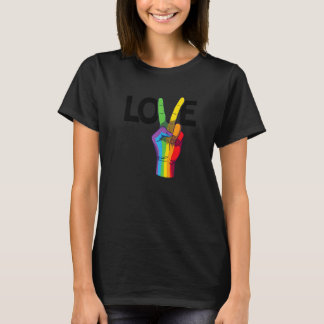 Camiseta Paz Amor Gay Orgullo Arcoiris Lgbtq Div Transgéner