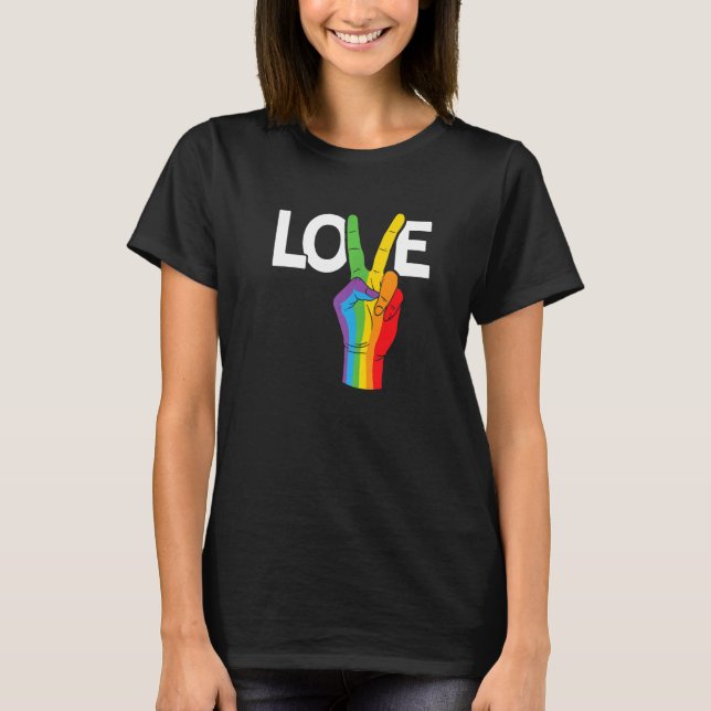 Camiseta Paz Amor Gay Orgullo Arcoiris Lgbtq Div Transgéner (Anverso)