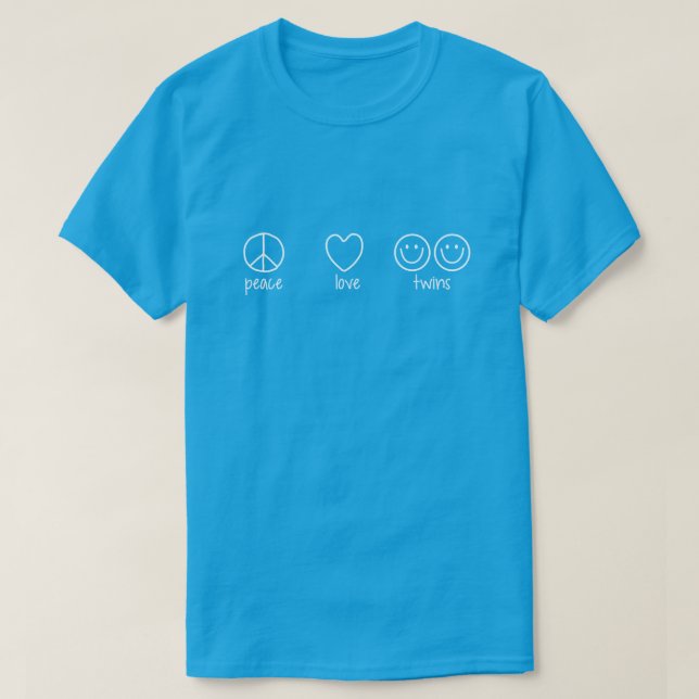 Camiseta Paz, amor, gemelos (oscuros) (Diseño del anverso)