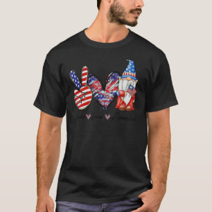 Camiseta Paz Amor Gnomes Estadounidenses Bandera Estadounid