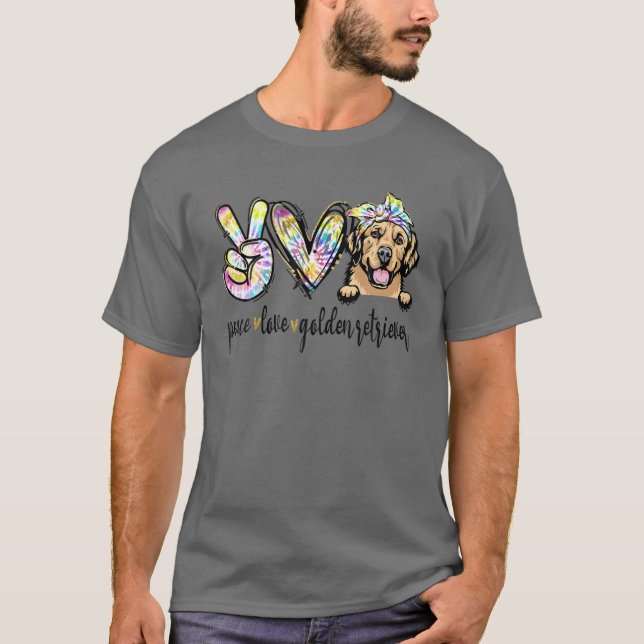 Camiseta Paz Amor Golden-Retriever Funny Dog Mom (Anverso)