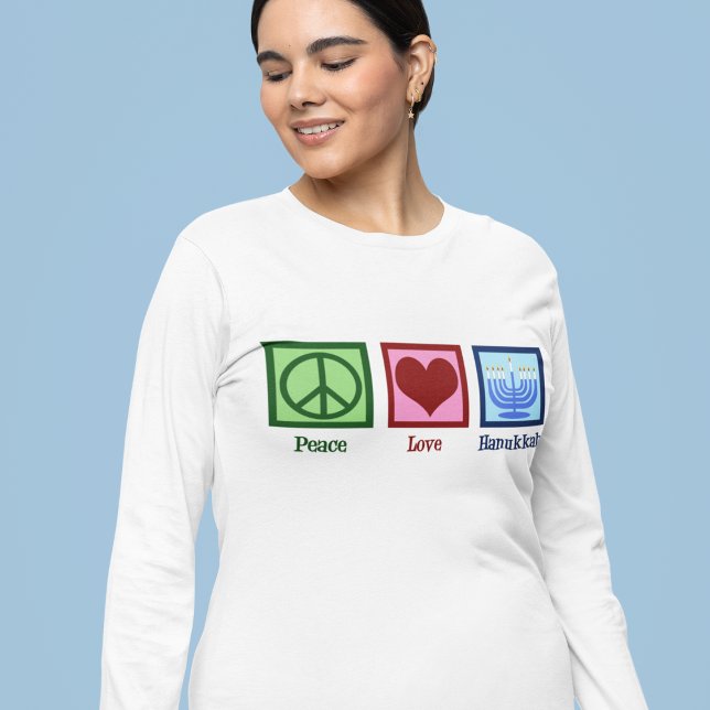 Camiseta Paz Amor Hanukkah Larga Manga de Mujeres (Subido por el creador)
