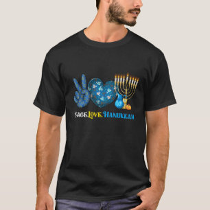 Camiseta Paz Amor Hanukkah Retro Chanukah Judá