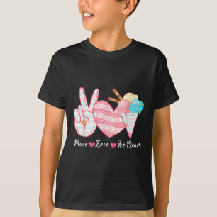 Camiseta Paz Amor Helado Lindo Para Chicas Comida De Verano