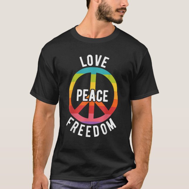 Camiseta Paz Amor Hippie Costume Tie Muere Yoga de los años (Anverso)