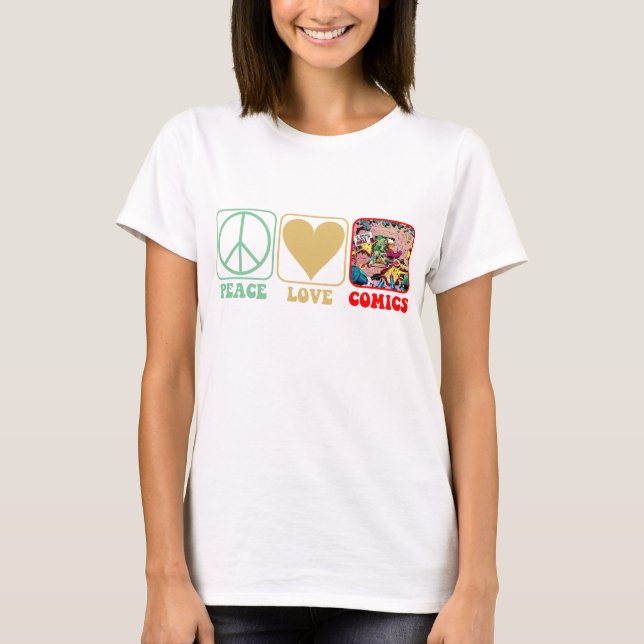 Camiseta "Paz, amor, historietas" (Anverso)