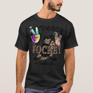 Camiseta Paz Amor Hockey Tía Vida Mamá Abuela Leopardo