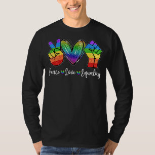 Camiseta Paz Amor Igualdad Elevada Primero Lgbt Lesbiana Ga