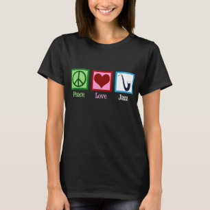 Camiseta Paz Amor Jazz Música Saxofón