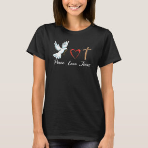 Camiseta Paz Amor Jesús Cute Dove Cruz Cristiana Fe G
