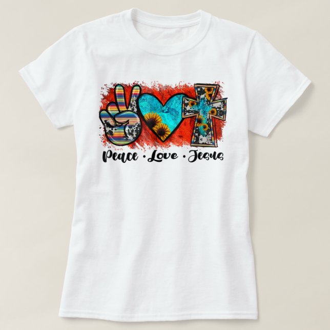 Camiseta Paz Amor Jesús Gracioso Cristiano, Amor Como Jesús (Diseño del anverso)