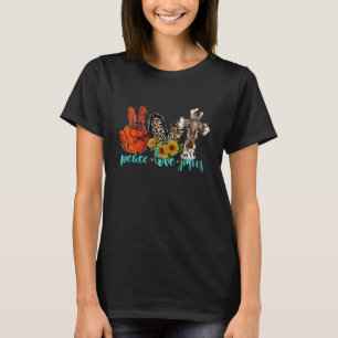 Camiseta Paz Amor Jesús Leopardo Occidental Cuero de Vaca G