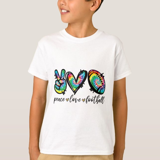 Camiseta Paz Amor Jugador de Fútbol Americano Tie Dye Ameri (Anverso)