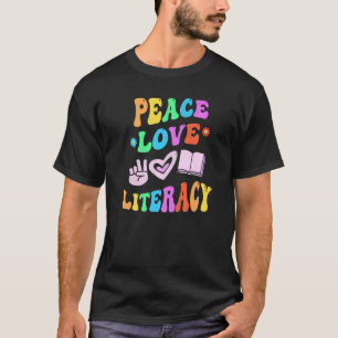 Camiseta PAZ AMOR LITERATURA Profesor de Lectura Retro Groo