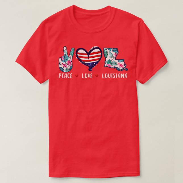 Camiseta Paz amor Louisiana bandera crecida souvenirs para  (Diseño del anverso)