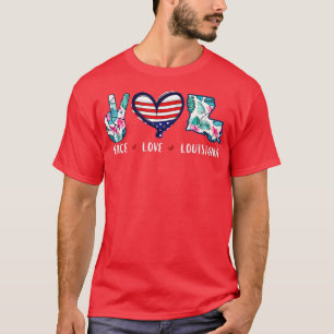Camiseta Paz amor Louisiana bandera crecida souvenirs para 