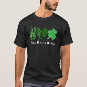Camiseta Paz Amor Luck Afortunado Corazón Shamrock Leopard