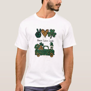 Camiseta Paz Amor Luck Gnome Para Las Mujeres Cute St Patri