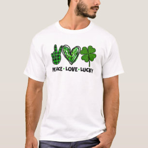 Camiseta Paz Amor Luck Lucky Clover Shamrock St Patrick's