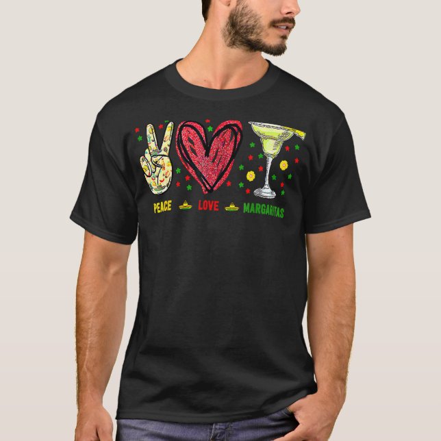 Camiseta Paz Amor Margarita Bebiendo Fiesta Cinco De Mayo (Anverso)